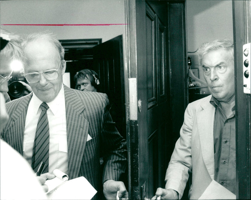 Arne Liljeros and Lawyer Carl-Anton Spak in the murder trial of Olof Palme. - Vintage Photograph