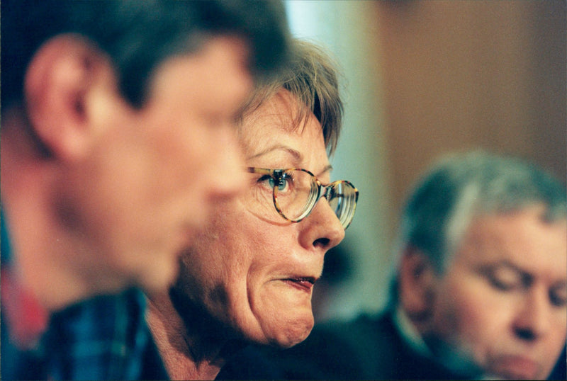 Swedish politician Gudrun Schyman at Press conference - Vintage Photograph