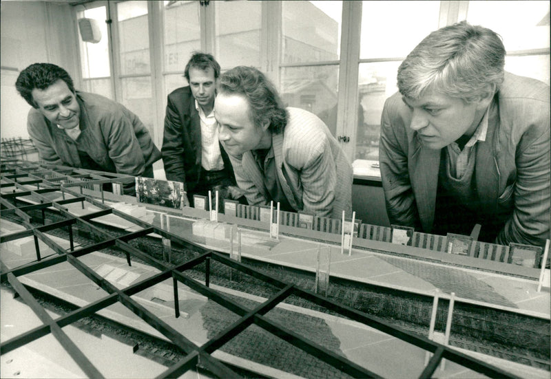 Architects with new model of the Stockholm metro - Vintage Photograph