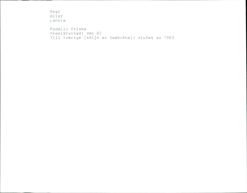 Lancia Prisma built by Italian car manufacturer Lancia in 1985. - Vintage Photograph