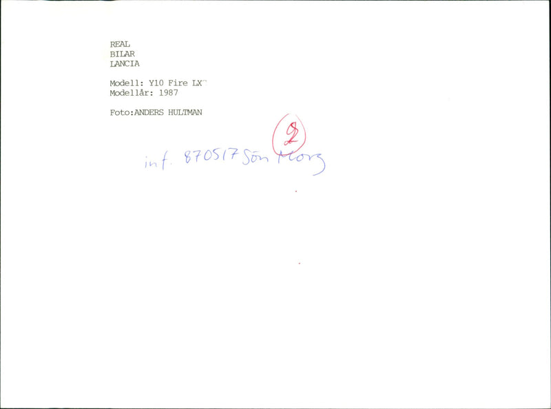 Lancia Y10 Fire LX model. - Vintage Photograph