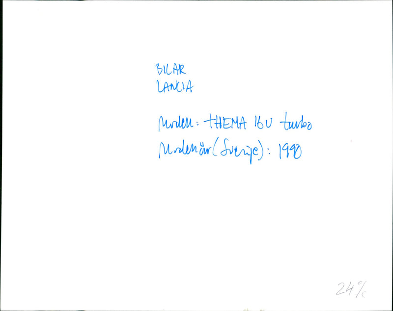 Lancia Nouva Thema turbo 16v model. - Vintage Photograph