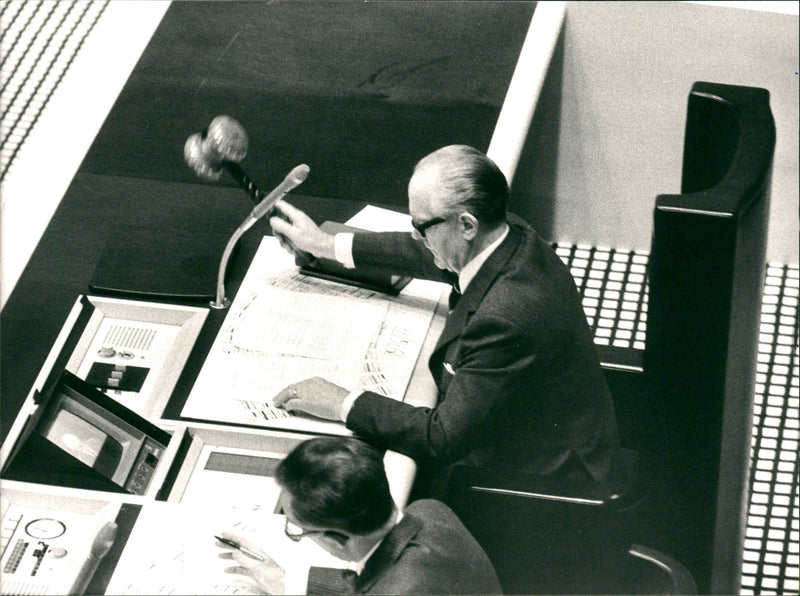 Delegates during the Riksdag 1977. - Vintage Photograph