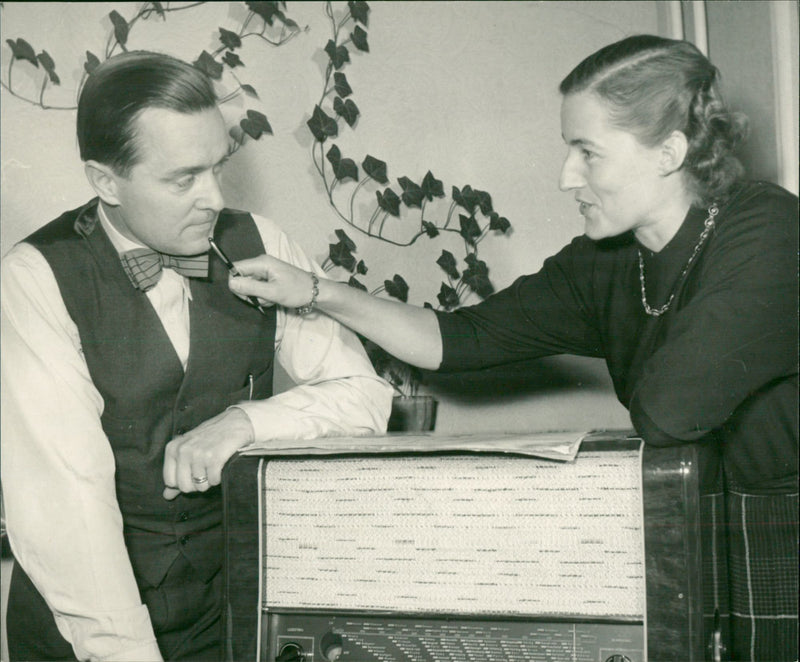 The right-wing politician and parliamentarian Nils Agerberg with wife - Vintage Photograph