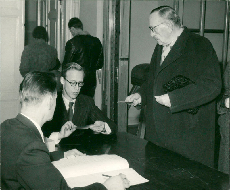 Local politicians at a council meeting - Vintage Photograph