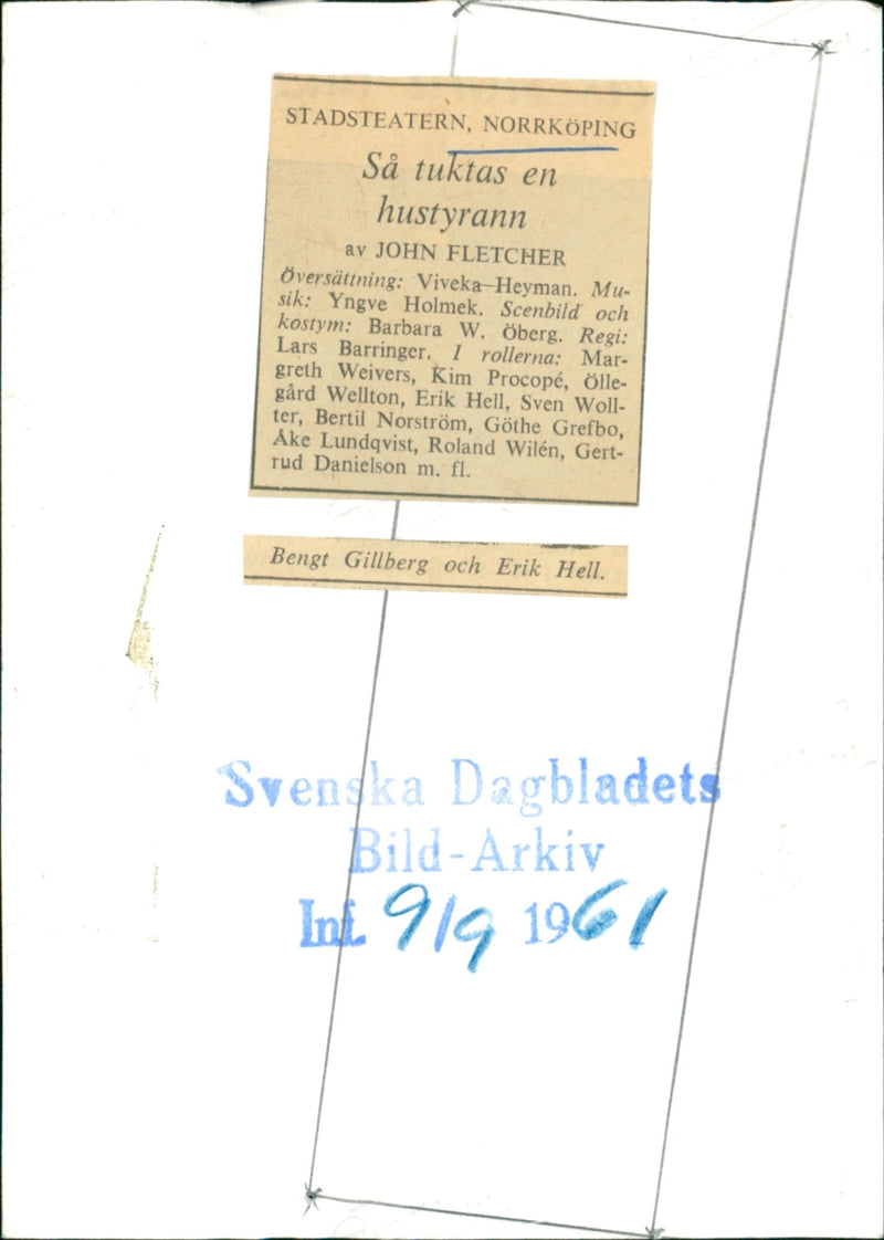 Bengt Gillberg and Erik Hell at the Stadsteatern in "How to be a housewife" - Vintage Photograph
