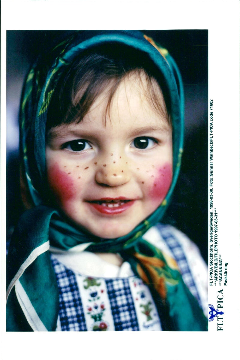 A young girl dressed up for Easter celebration - Vintage Photograph