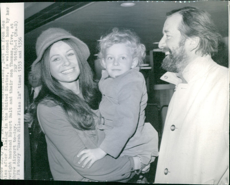 Sarah Miles, Robert Bolt and son, Thomas - Vintage Photograph