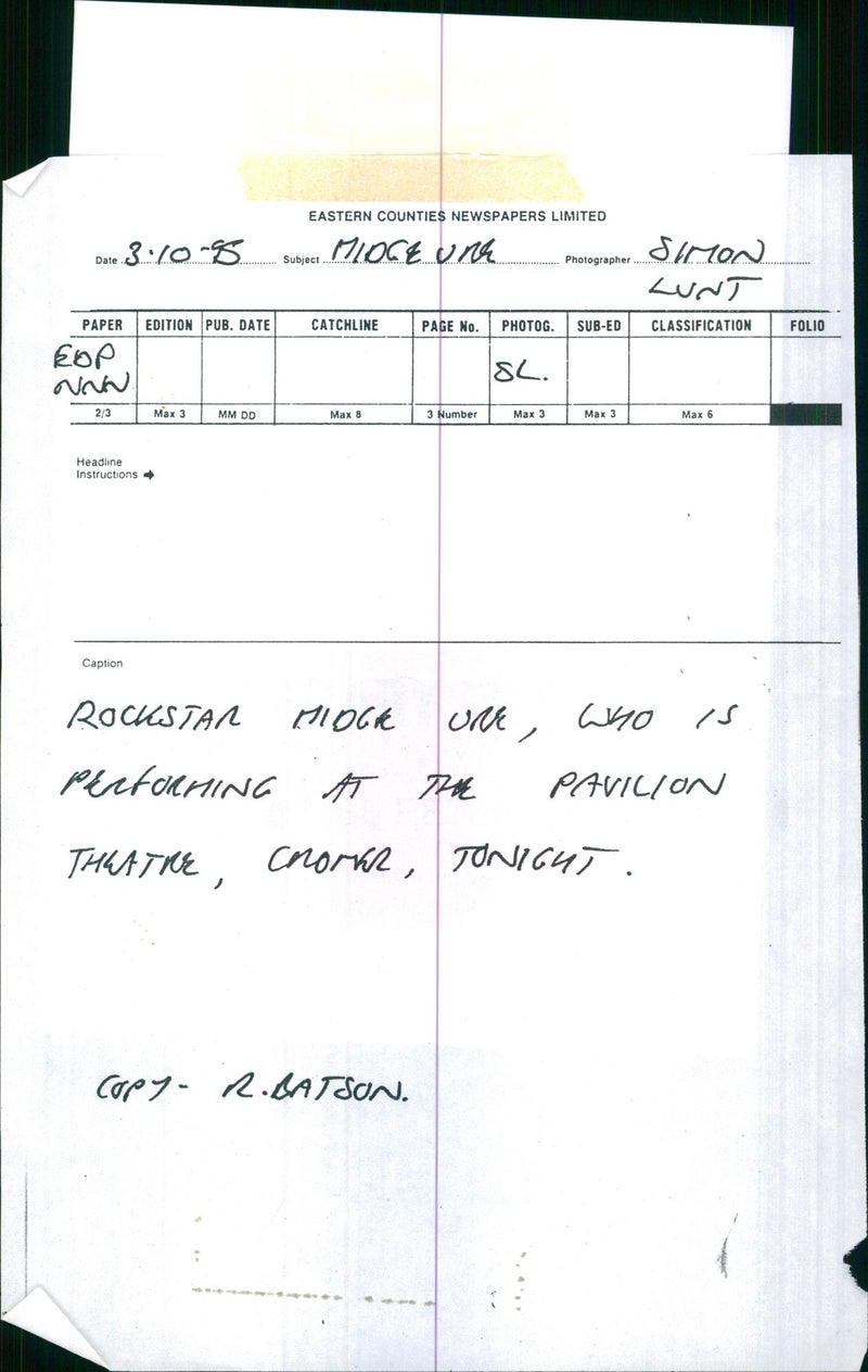 Midge Ure - Vintage Photograph