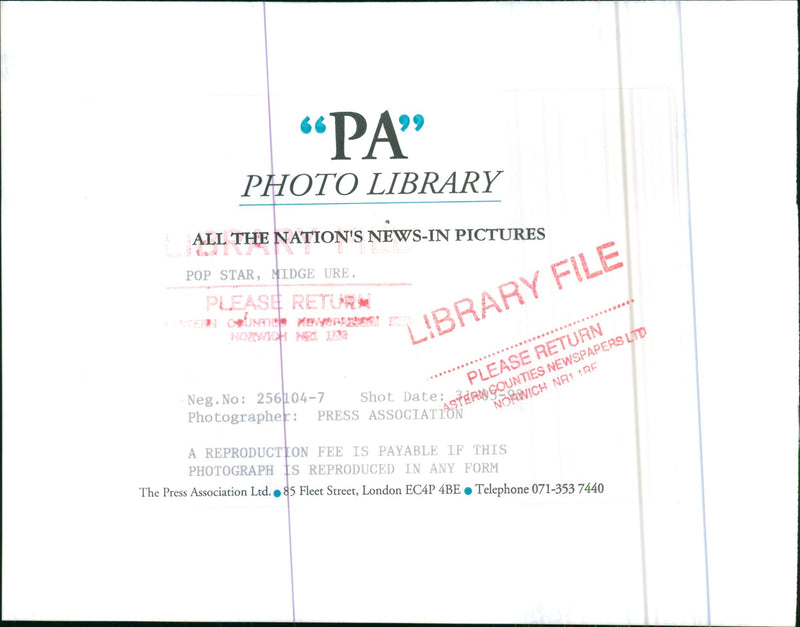 Midge Ure - Vintage Photograph