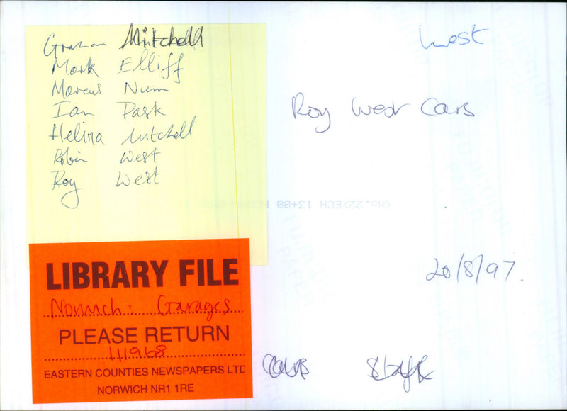 Roy West Cars - Vintage Photograph