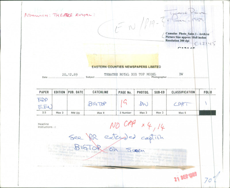 Theatre Royal Big Top Model - Vintage Photograph