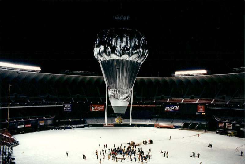 Hot air balloon and Steve Fossett. - Vintage Photograph