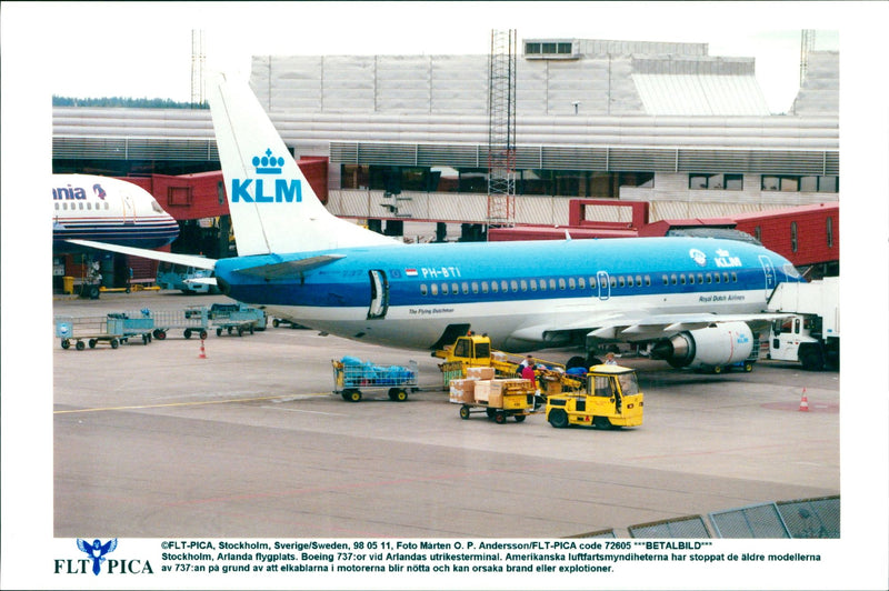 A KLM Royal Dutch Airlines' Boeing 737 at Stockholm Arlanda Airport - Vintage Photograph