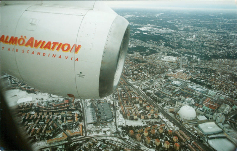 Malmo Aviation's aircraft over Stockholm - Vintage Photograph