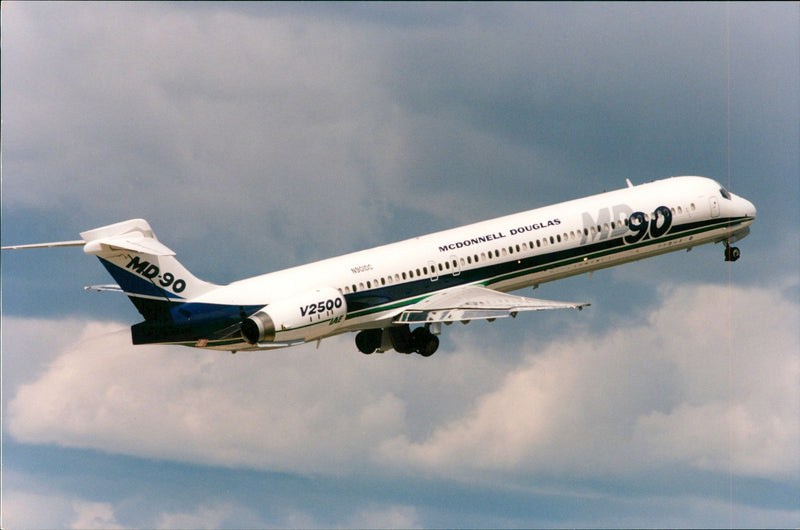 A McDonnell Douglas MD-90 aircraft on the way - Vintage Photograph