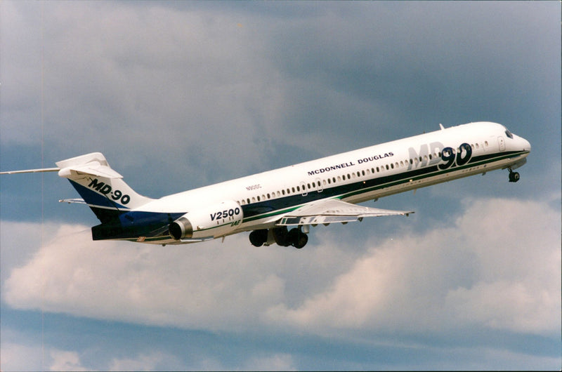 A McDonnell Douglas MD-90 aircraft on the way - Vintage Photograph