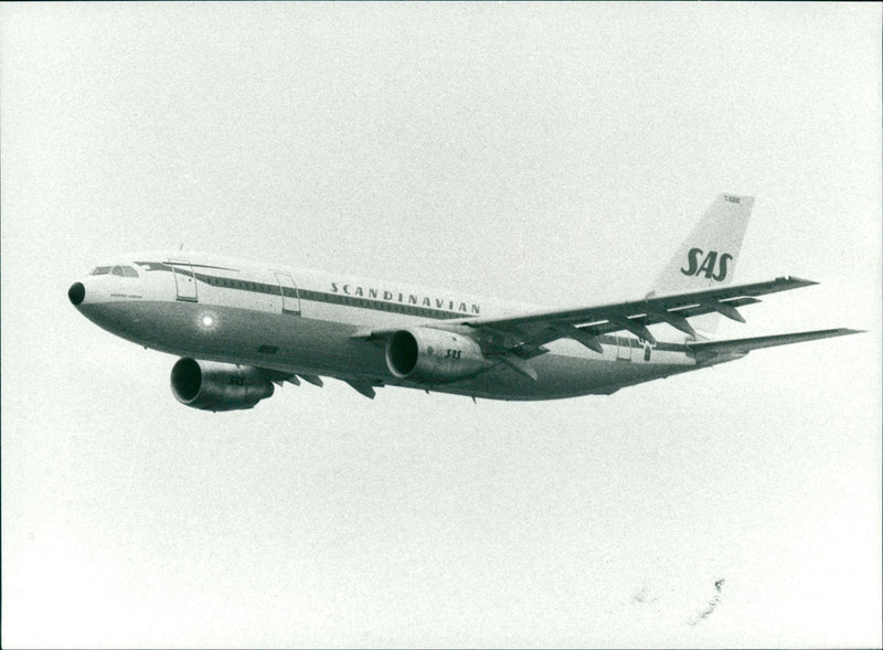 A Airbus A300 of Scandinavian Airlines on the way - Vintage Photograph