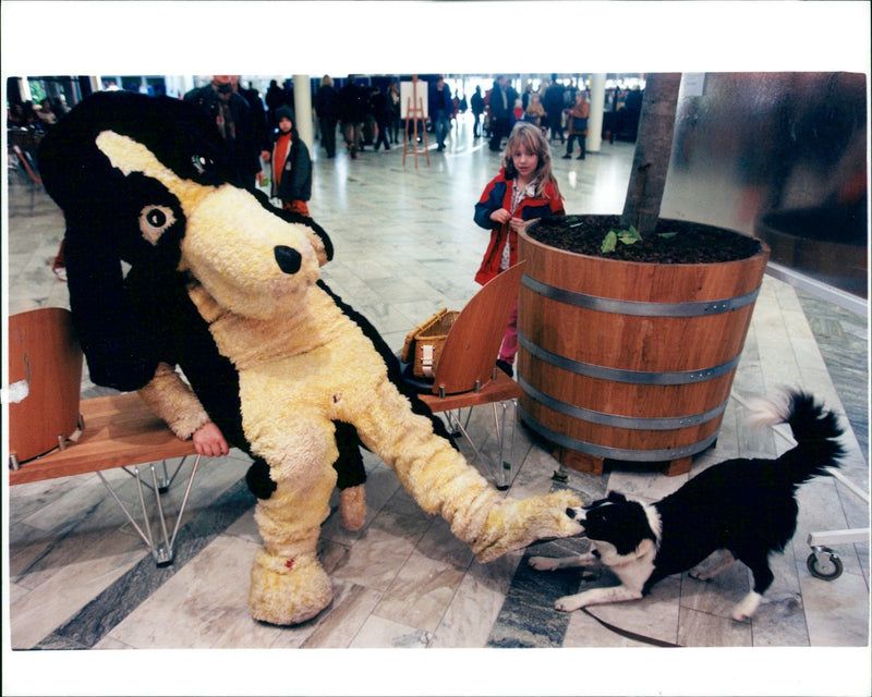 Dog and dog mascot - Vintage Photograph