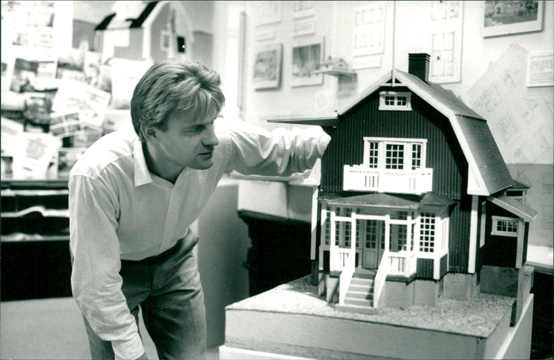 Leif Jonsson with a model house, agriculture Jämtland from Swedish Allmoge homes - Vintage Photograph