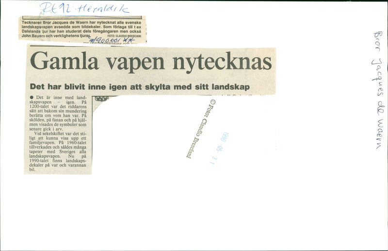 Brother Jacques de Waern has re-signed all Swedish landscape weapons - Vintage Photograph