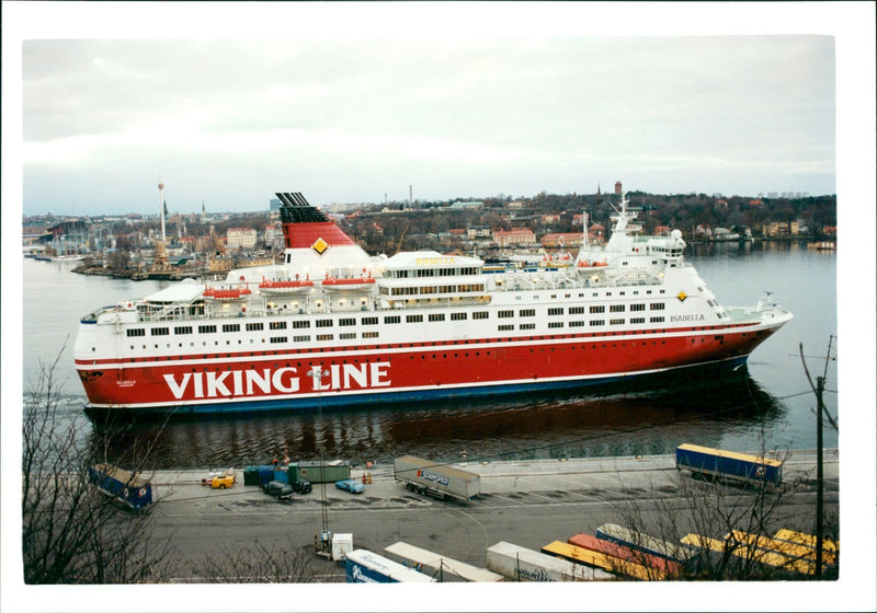 The Finnish boats Vikingline in Stockholm Harbor - Vintage Photograph