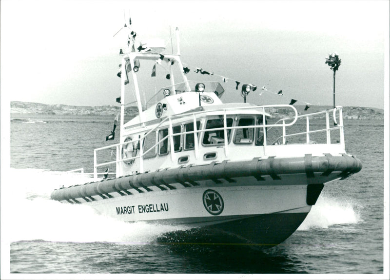 Margit Engellau is one of the Sea Rescue Society's five new light rescue boats. - Vintage Photograph