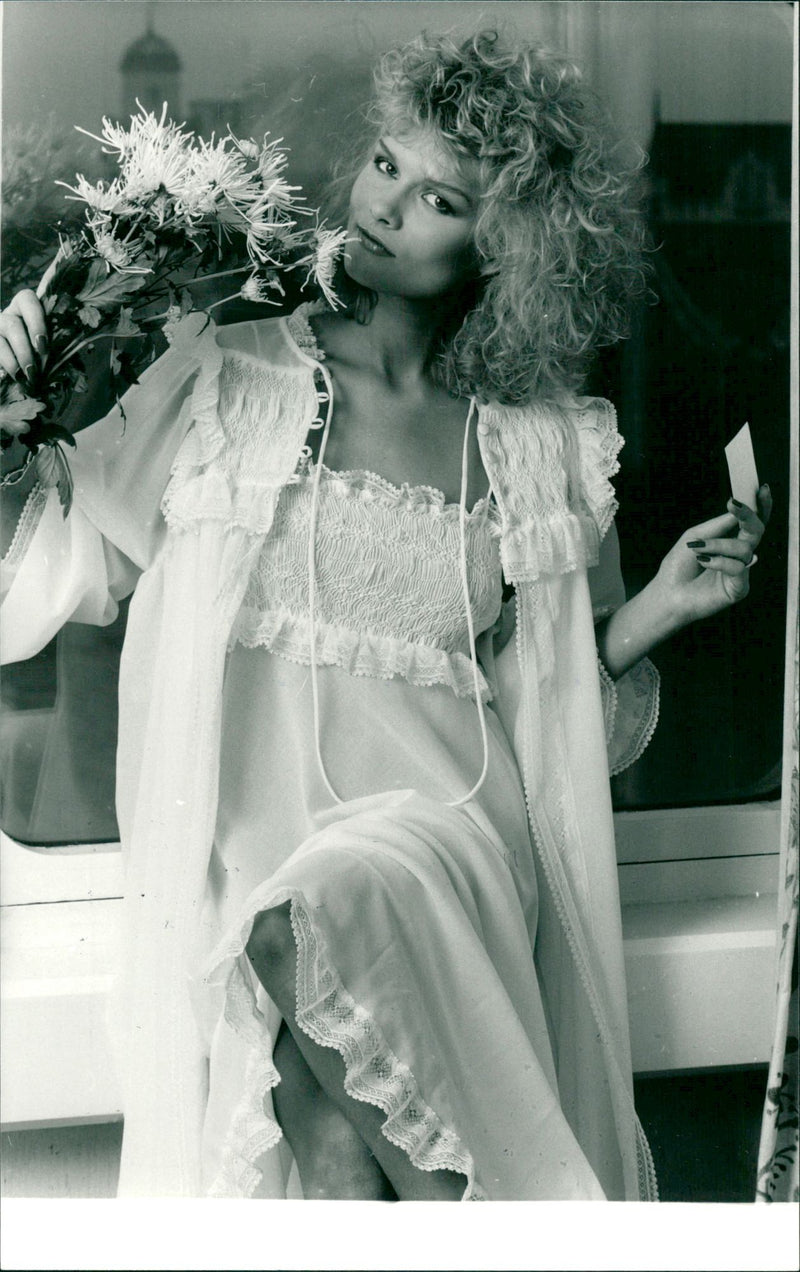 Model wearing a camisole night gown - Vintage Photograph