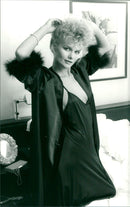 Model in camisole night dress and robe - Vintage Photograph