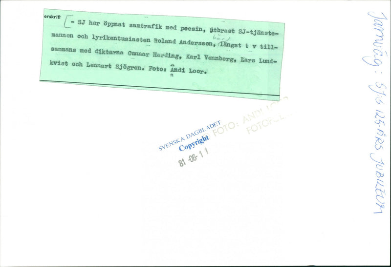 HAS LUND JUBILEUM ANDERSSON POETRY SERVICE KARL AND DICTATIONA - Vintage Photograph