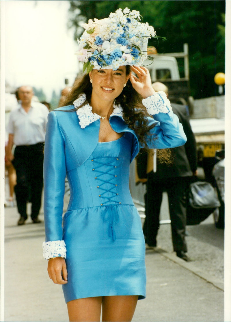 Model in flower hat - Vintage Photograph