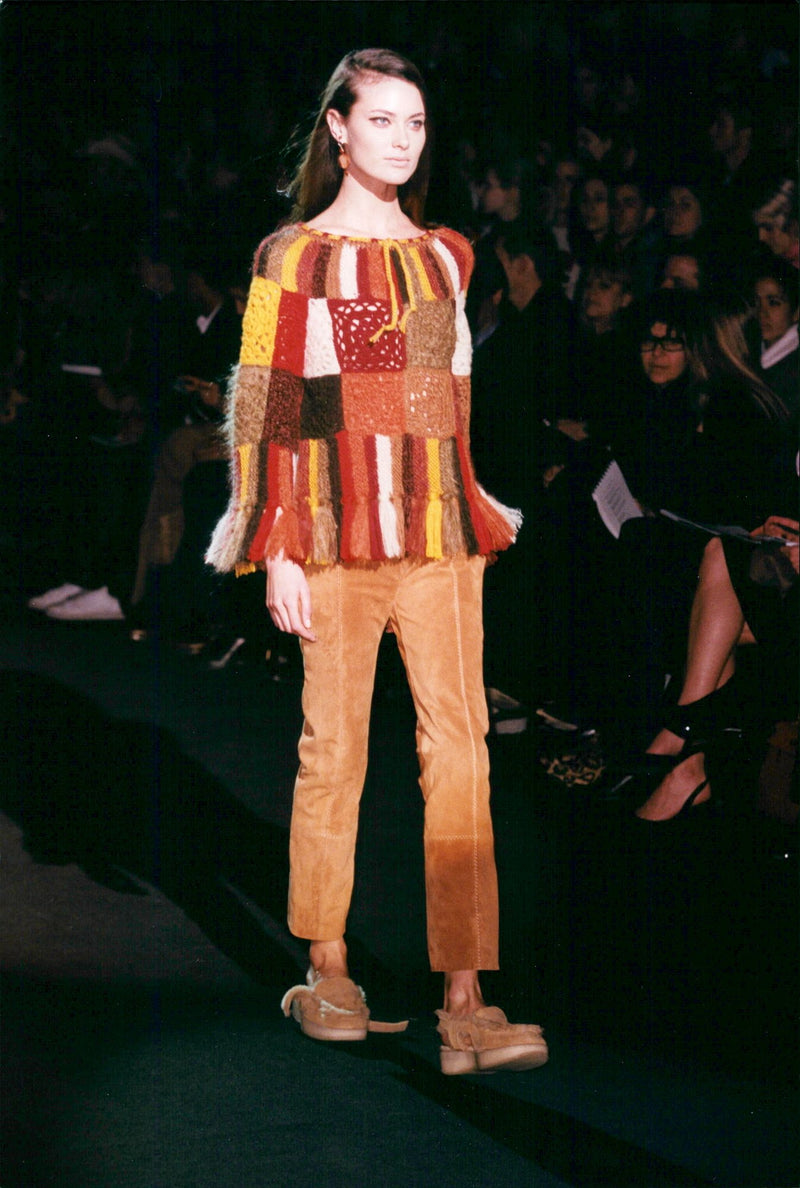 Model on catwalk shows fashion by Anna Sui - Vintage Photograph