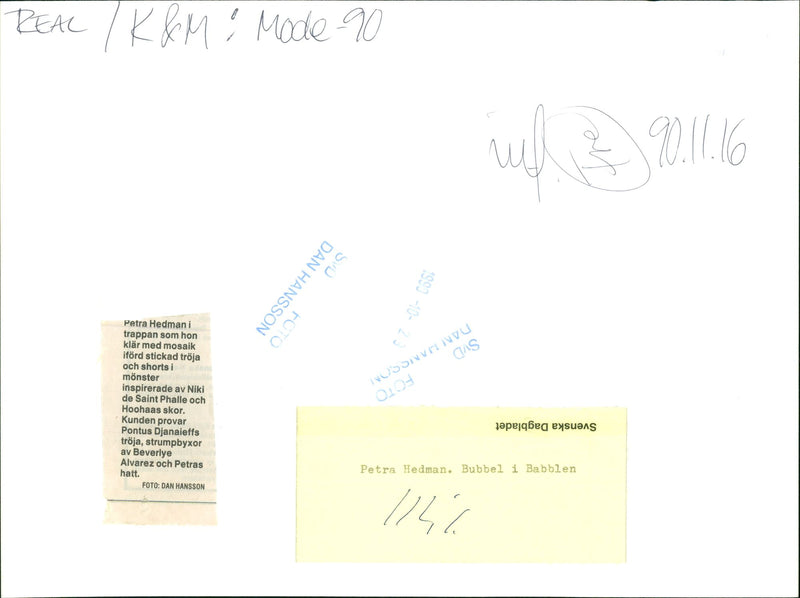 Swedsih Fashion Model of 90s Petra Hedman modelling the outfit inspired by Beverly Alvarez and Niki de Saint Phalle and Hoohaas shoes - Vintage Photograph