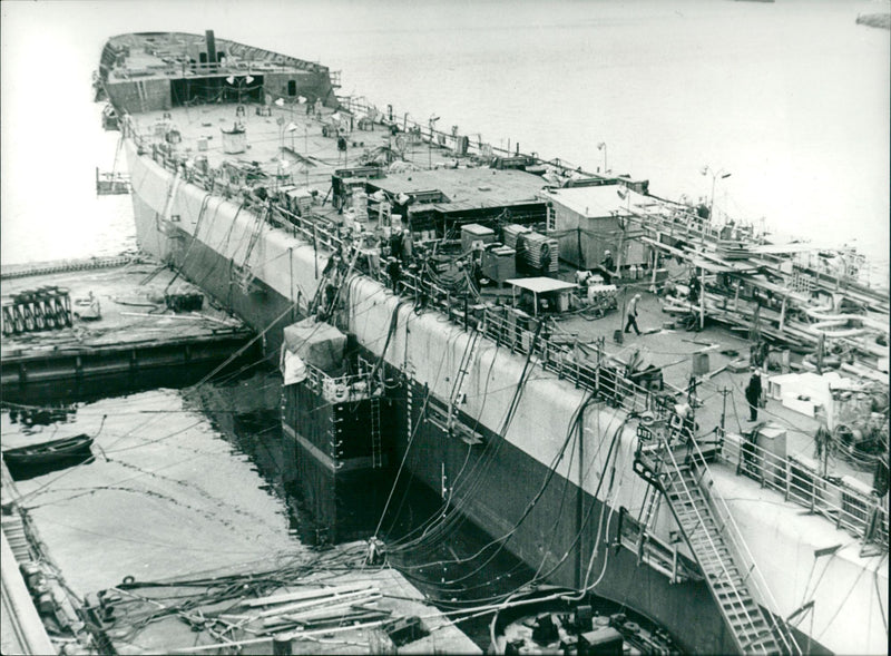 Tanker under construction - Vintage Photograph