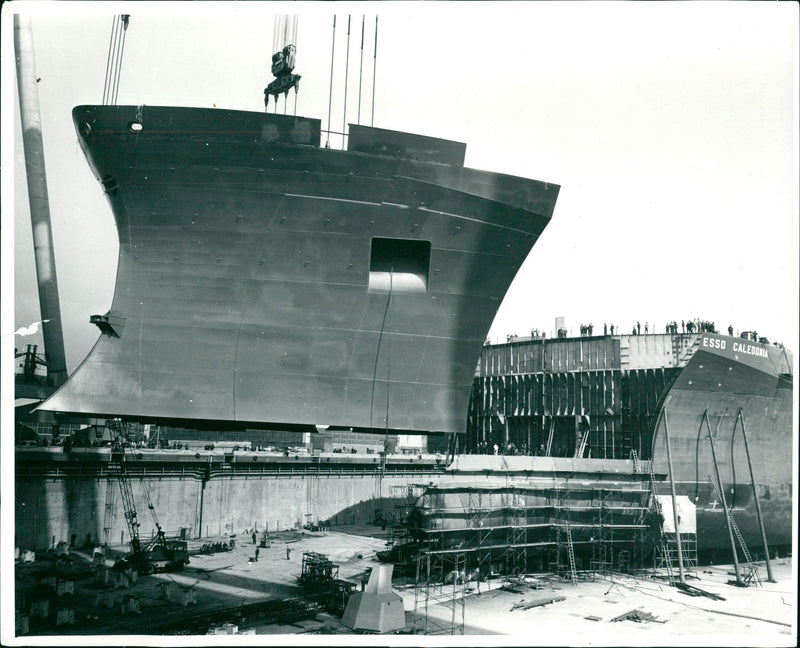 Tanker at Belfast Shipyard - Vintage Photograph