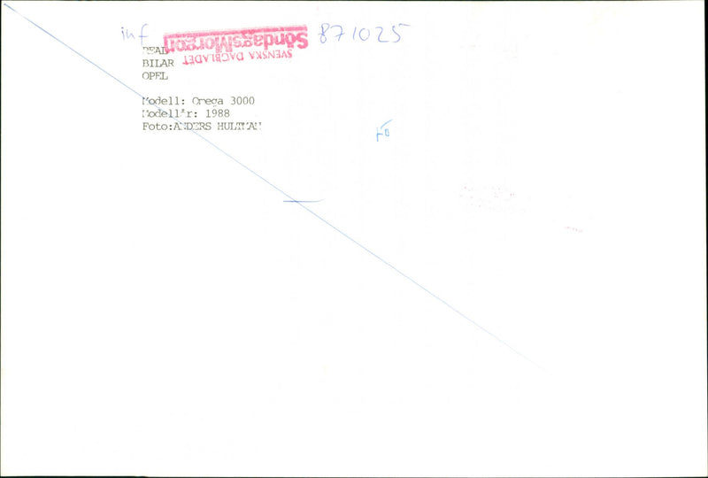 The cars: Opel Omega 3000, 1988 - Vintage Photograph