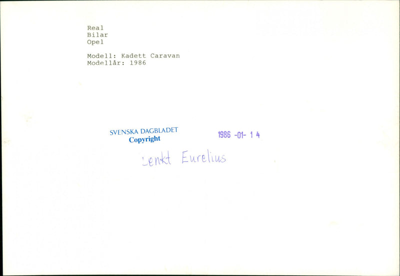 Opel cars, model: Kadett Caravan, model year: 1986 - Vintage Photograph