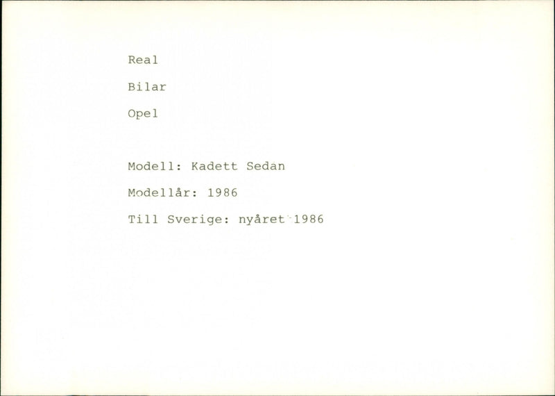 Opel cars, model: Kadett Sedan, model year: 1986 - Vintage Photograph