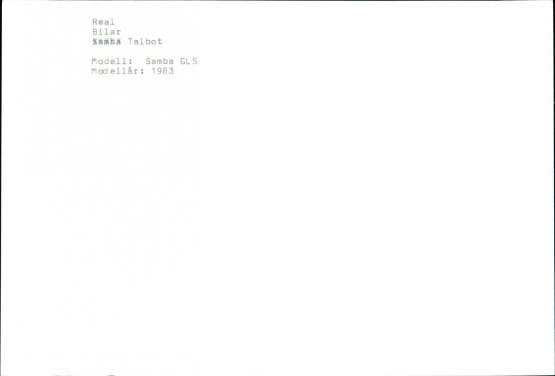 Talbot cars, model: Samba GLS, model year: 1981 - Vintage Photograph