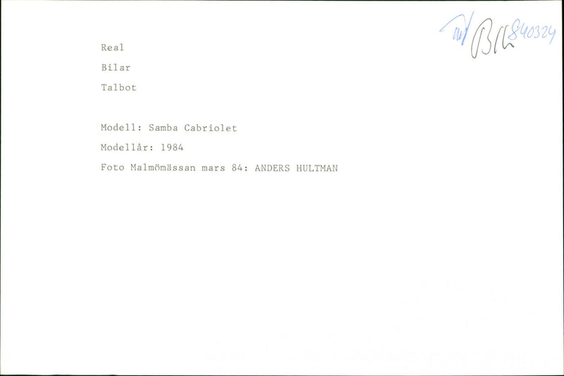 Talbot cars, model: Samba convertible, model year: 1984 - Vintage Photograph