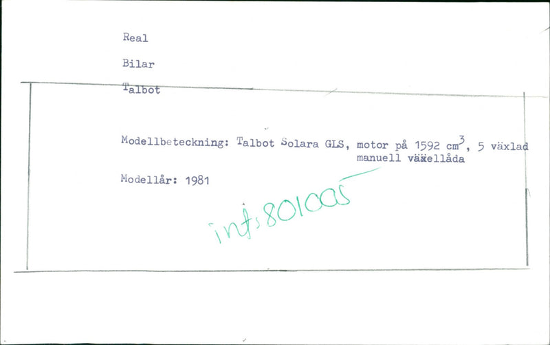 Talbot cars, model: Solara GLS, model year: 1981 - Vintage Photograph