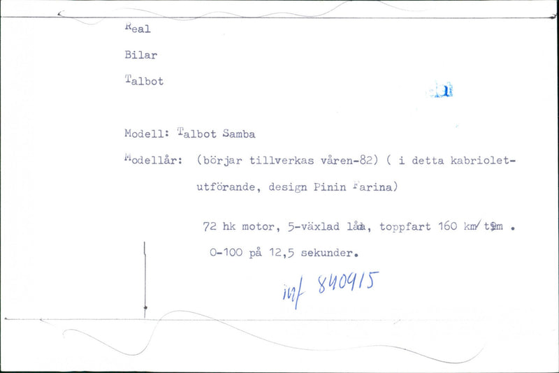 Talbot cars, model: Samba - Vintage Photograph