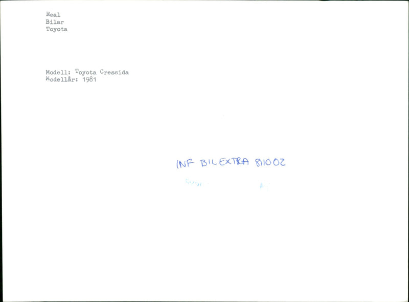 Toyota Car model: Cressida, model year: 1981. - Vintage Photograph