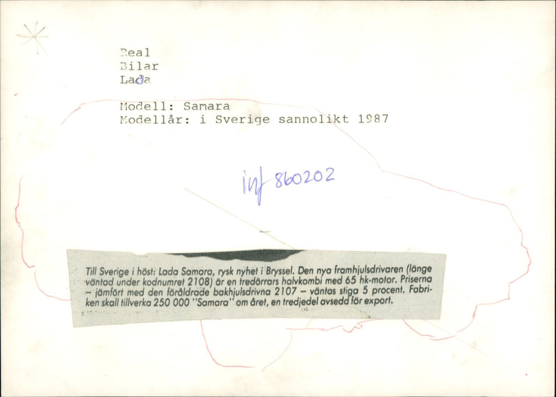 Lada Samara, Model 1987, The new front wheel driver is a paddle semi-combi with a 65 hp engine. - Vintage Photograph