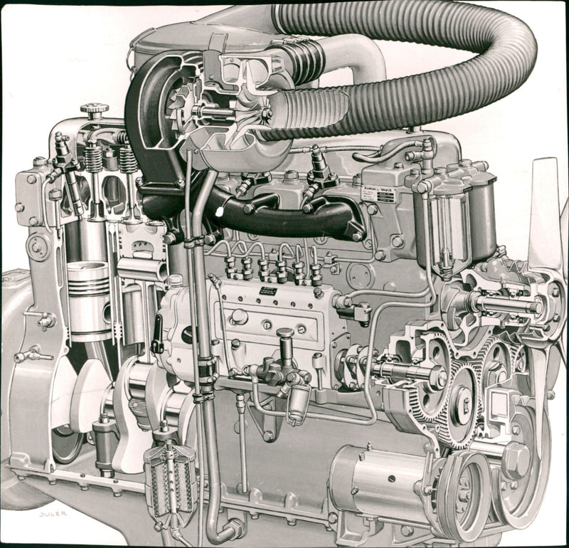 Scania-Vabis DS 10 Engine - Vintage Photograph