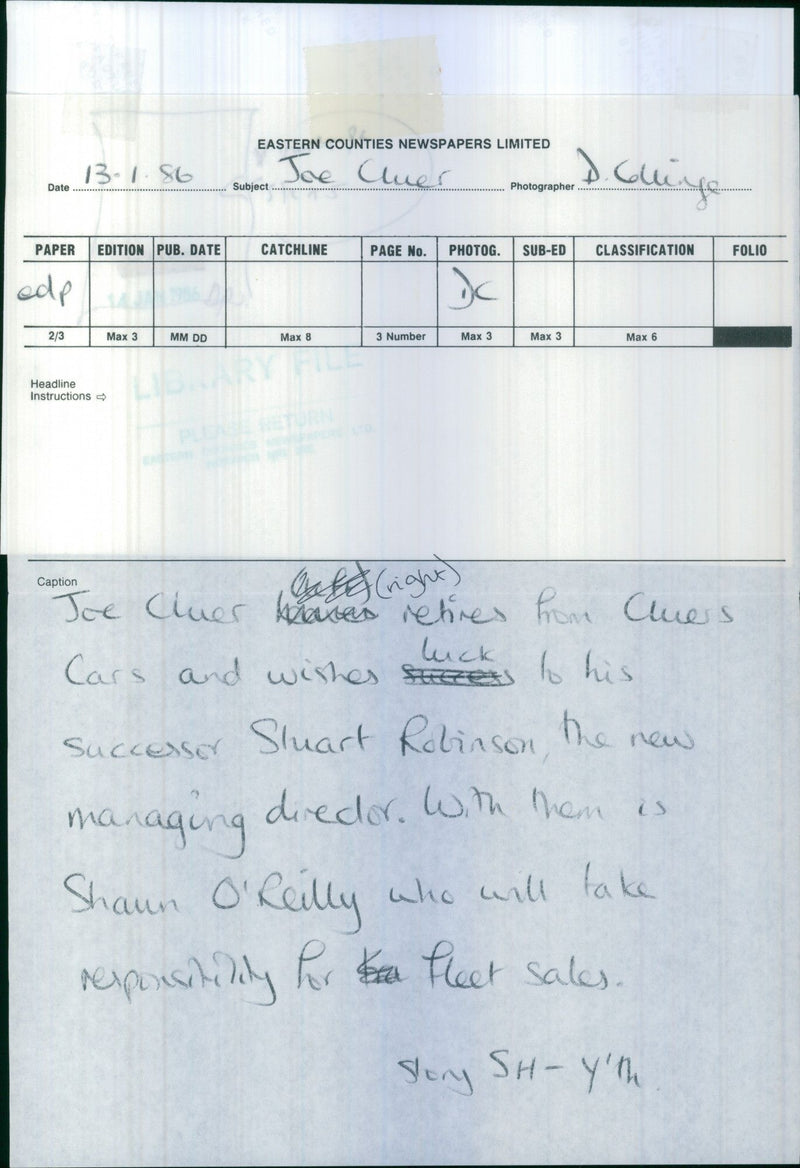 Joe Cluer and Stuart Robinson - Vintage Photograph