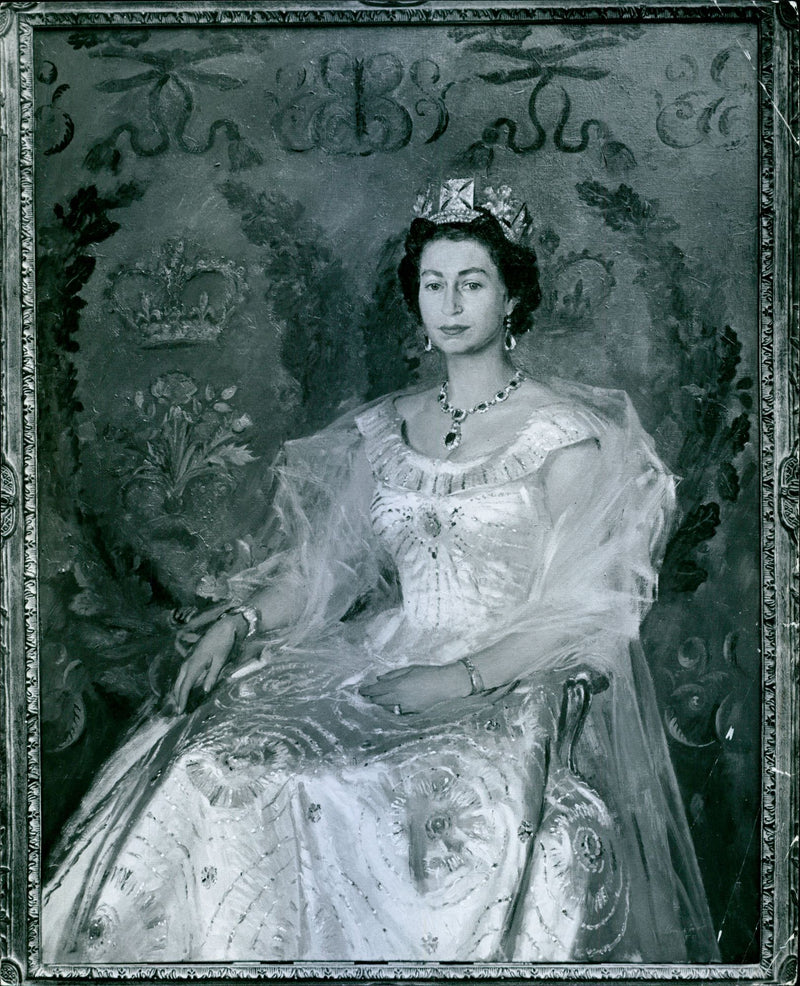 H.M Queen Elizabeth II Painted by Henry Carr - Vintage Photograph