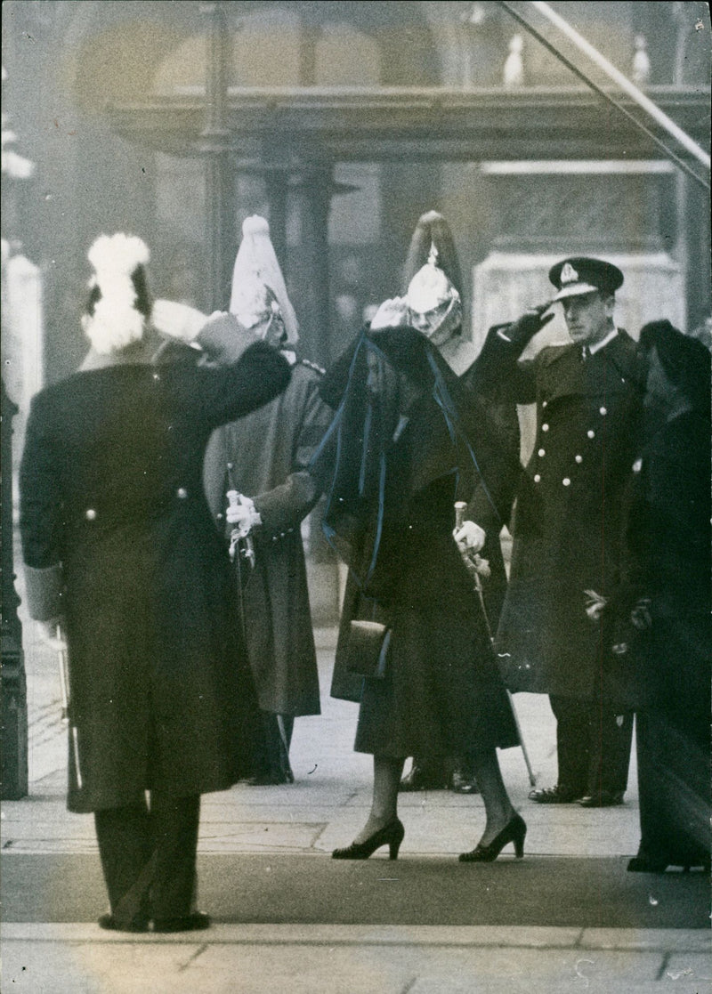 Queen Elizabeth II dressed in black veil - Vintage Photograph