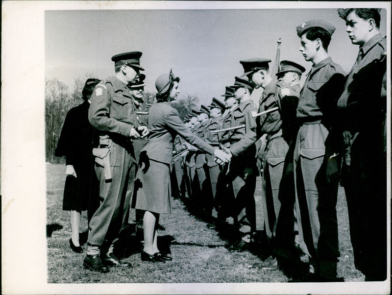 Princess Elizabeth inspection batallion of her own regiment - Vintage Photograph
