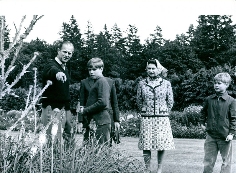 Queen Elizabeth II and Prince Philip with Prince Edward and Prince Andrew - Vintage Photograph